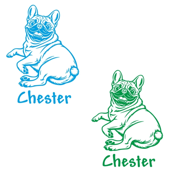 Französische Bulldogge lustig Name Autoaufkleber Auto Aufkleber Sticker Hund Pfoten A4306